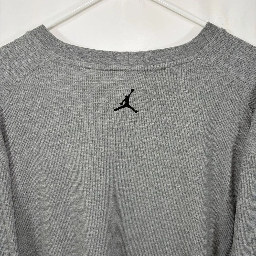 Nike Air Jordan Long Sleeve Thermal T Shirt Men 3XL Gray Waffle Knit Embroidered